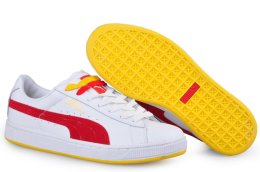 Men's Puma Basket II Sneakers White/Red/Yellow