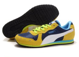Men's Puma Cabana Racer Shoes Blue/Yellow/White