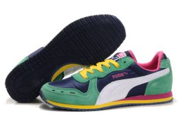 Puma Cabana Racer Shoes Navy/Green/Yellow