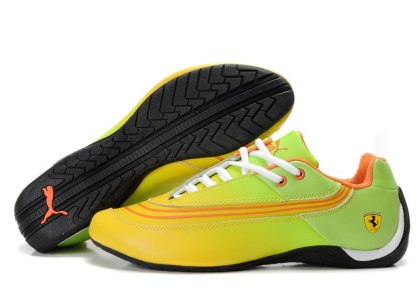 Women\'s Puma Ferrari Leather Shoes Green/Yellow/Orange