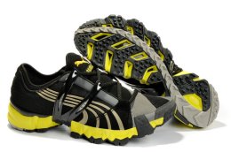 Men's Puma Mesh Running Shoes Black/Grey/Yellow