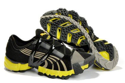 Women\'s Puma Mesh Running Shoes Black/Grey/Yellow