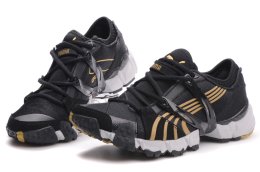 Men's Puma Mesh Running Shoes Black/Gold/White