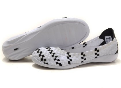 Women\'s Puma Woven Ballet Flats White/Grey/Black