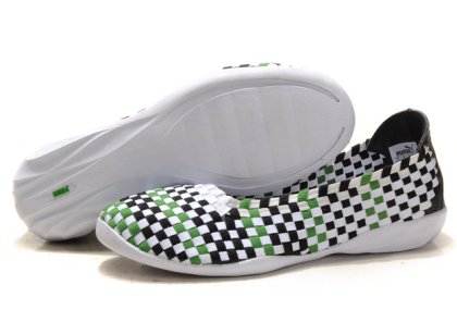Women\'s Puma Woven Ballet Flats Black/Green/White