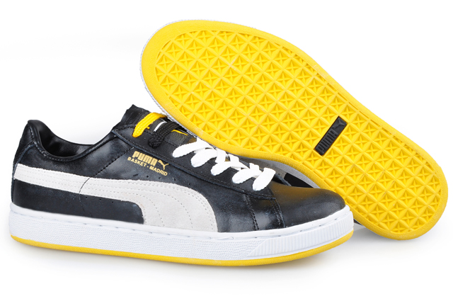 Men's Puma Basket II Sneakers Black/Beige/Yellow
