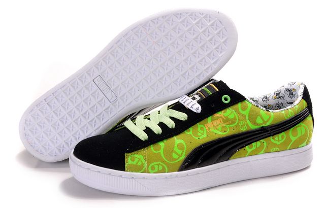 Puma Basket Shoes Black/Green/White