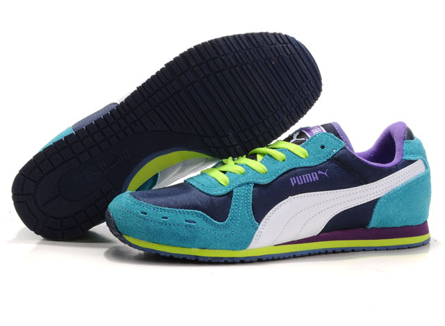 Puma Cabana Racer Shoes Navy/Green/White