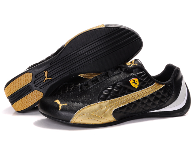 Men's Puma Ferrari Induction Sneakers Black/Gold/White