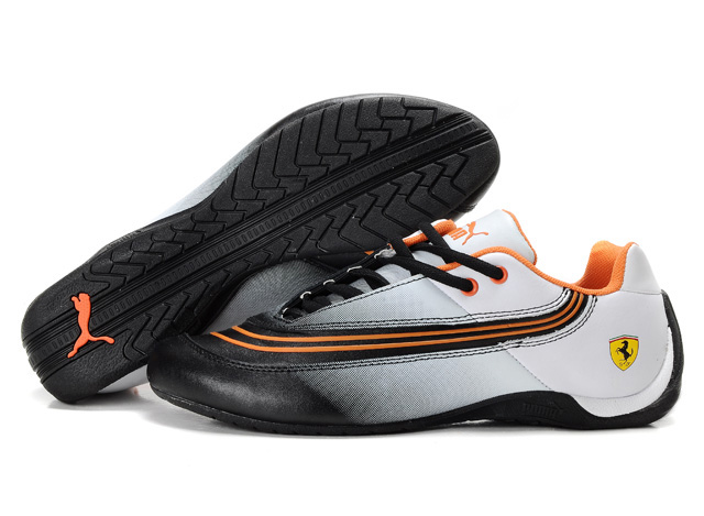 Puma Ferrari Leather Shoes White/Black/Orange