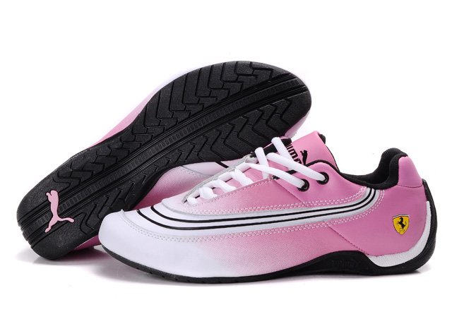 Puma Ferrari Leather Shoes White/Black/Pink