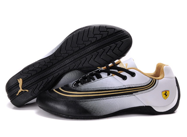 Men's Puma Ferrari Leather Shoes White/Black/Beige