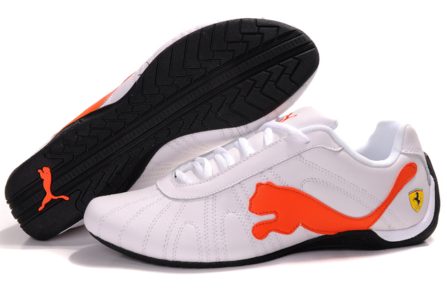 Men's Puma Ferrari Shoes White/Orange 02
