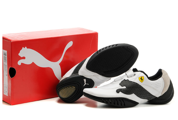 Men's Puma Leather Ferrari Shoes White/Black/Tan