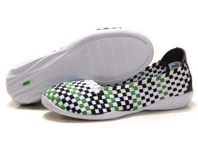 Women's Puma Woven Ballet Flats Black/Green/White